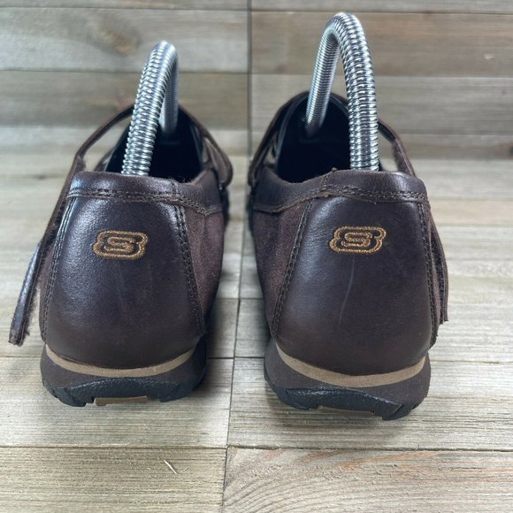 Skechers Womens Size 10 Brown Mary Jane Slip On Leather Shoes SN21571 Round Toe - Picture 4 of 9
